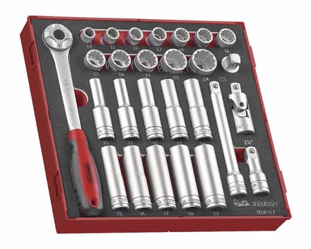 Doppenset Foam2 tray 1/2" 10- 24mm 27 delig Teng Tools