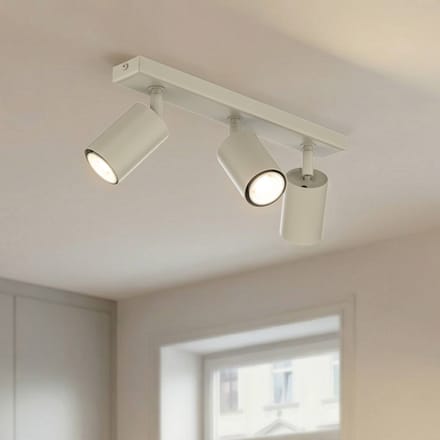 SIGMA Plafondspot Zoom, 3-lamps, grijs-beige, staal, GU10