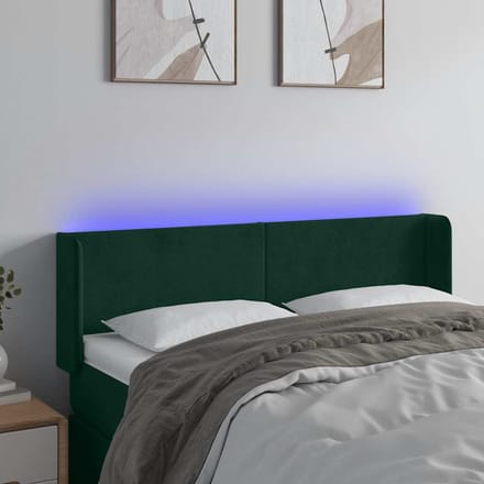 vidaXL - Hoofdbord - LED - 147x16x78/88 - cm - fluweel - donkergroen