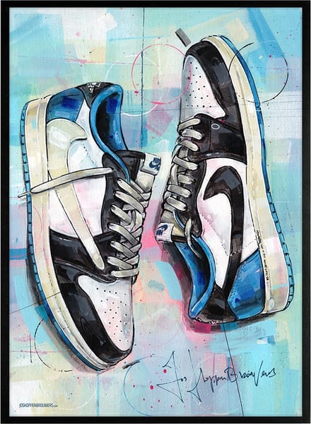 Sneaker print fragment low 51x71 cm *ingelijst & gesigneerd