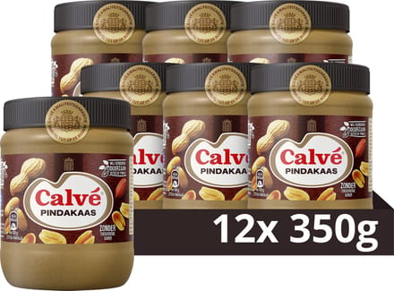 Calvé Pindakaas - Regular - smeuïg tot op de bodem - 12 x 350 g