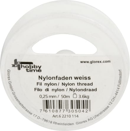Glorex hobby Nylon draad - wit - 0.25 mm x 50 meter