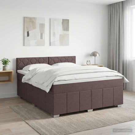 vidaXL - Boxspringbed - met - matras - Donkerbruin - 160 - x - 200 - cm - Stof