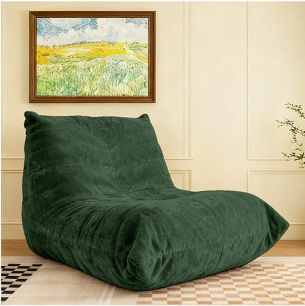 Ergonomische Suède Beanbagstoel met 5-Punts Lichaamsondersteuning & Multifunctioneel Ontwerp- Groen