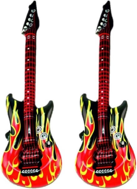 Krüger Opblaasbaar gitaar - 2x - met vlammen - 100 cm - speelgoed gitaar