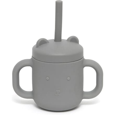 Petit Monkey siliconen sippy cup met oren pewter green
