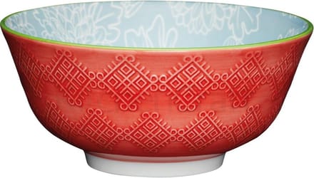 Kitchencraft Keramische Kom Met Bladprint En Terracotta-look Oranje