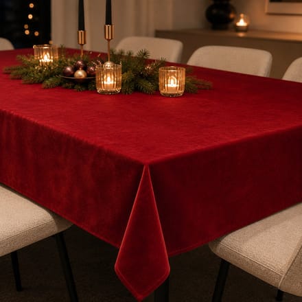 Velvet Tafelkleed Rood - 140x400 cm – Fluweel – Kerst & Feestdagen