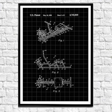 Roeimachine Muurkunst - Octrooi Afbeelding - Woonkamer Decoratie - Giclée Druktechniek - Meerdere Kleuren