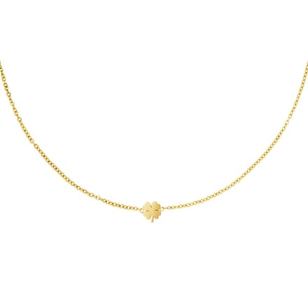 Yehwang Damesketting Goudkleurig - Klavertje Hanger - Roestvrij staal - 37 cm