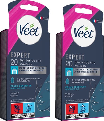 Veet - Expert - Koude Wasstrips - Gezicht 20st - 2 Stuks - Voordeelverpakking