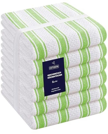 Premium Keukenhanddoeken Set van 6 - 100% Katoen, Absorberend en Sneldrogend - 40,6 x 66 cm