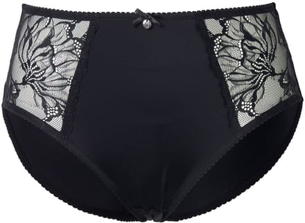 Ulla Popken - Dames - Midislip microvezel kant aan de zijkanten - Zwart - Maat 62+