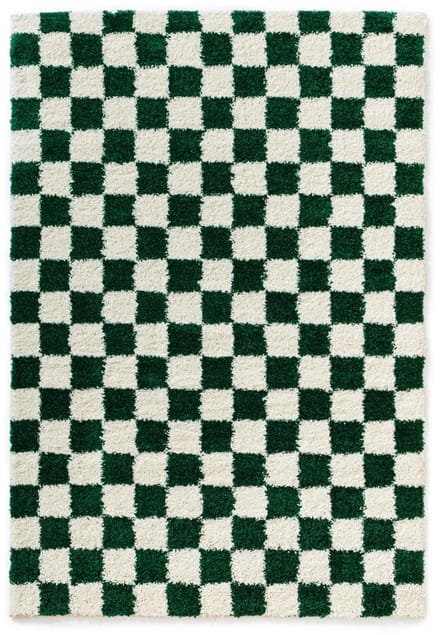Checkerboard vloerkleed - Check ivoor/jade 80x150