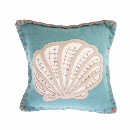 vilt Kussen Schelp turquoise, incl. vulling 20x8x20cm