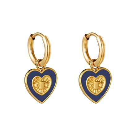 Oorring - Hartenoog - goud- blauw - met hanger
