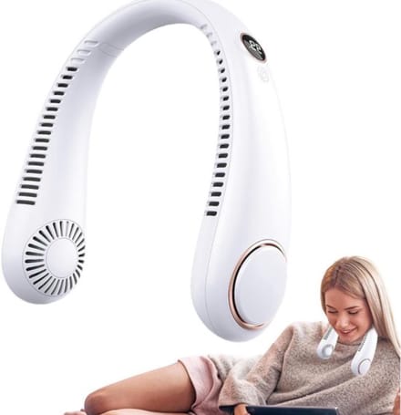 Bladeless Nek Ventilator - Draagbare Nek Ventilator - Wit - 5 Standen - met Display - Oplaadbaar - Nekventilator Bladloos - Hand Ventilator - Gezichtsventilator - Neck Fan - Opvliegers Mini Ventilator USB Halsventilator - Draagbare Ventilator