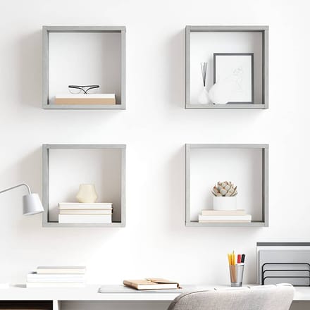 vidaXL - Wandschappen - kubus - 4 - st - 30x15x30 - cm - betongrijs