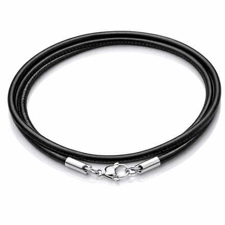 LGT Jewels leren koord ketting zwart 3mm-60cm