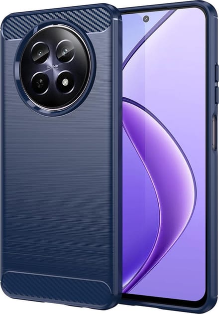 Hoesje geschikt voor Realme 12x - Techsuit Carbon Silicone Back Cover - Blauw