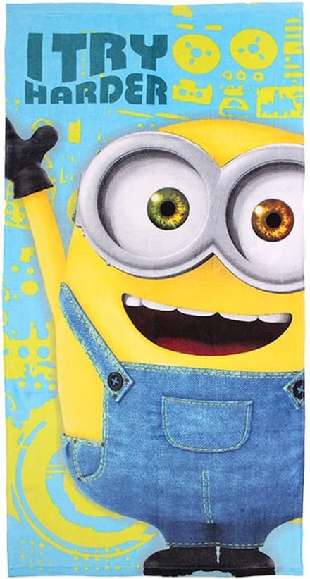 Minions Strandlaken - I Try Harder Handdoek 70 x 140 cm - Microvezel