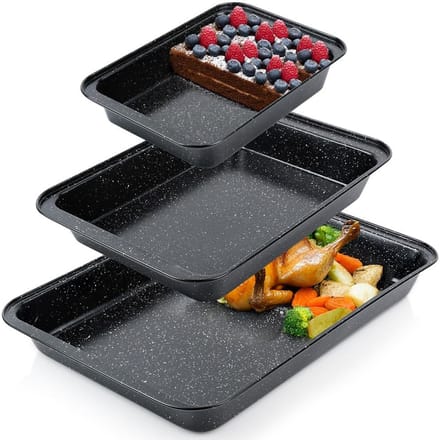 Braadslede Graniet 28x19 / 37,5x25,5 / 47,5x32 cm 3 stuks - Ovenschaal - Braadpan
