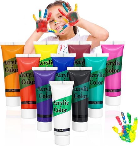 10 Kleuren Vingerverf Set voor Kinderen - Afwasbaar Knutselmateriaal