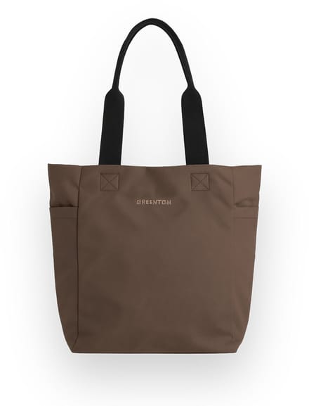 Greentom Shopper - Draagtas, Boodschappentas, Lichtgewicht & Duurzaam (Gerecycled) - Bruin