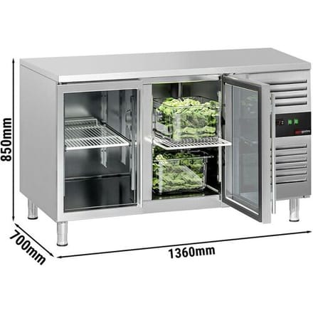 GGM Gastro Kühltisch ECO - 1360x700mm - mit 2 Glastüren Zilver