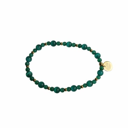 FlowJewels - armband - staal - cats eye - elastisch - goudkleurig - handgemaakt