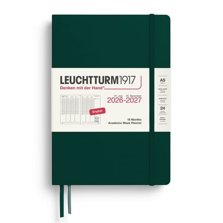 Leuchtturm1917 A5 Medium Academic Week Planner 2026/2027 (18 mnds) hardcover Forest Green