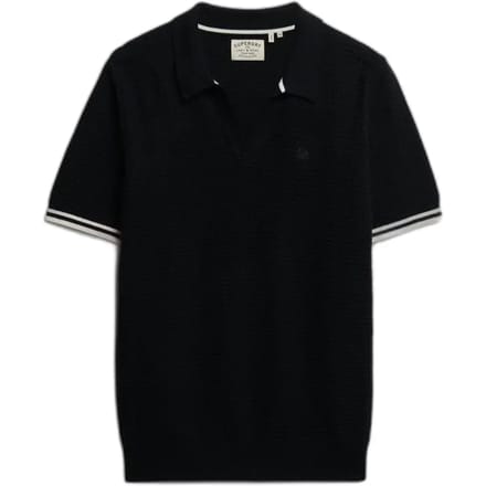 Superdry Johnny Collar Knitted Korte Mouw Poloshirt Zwart S Man