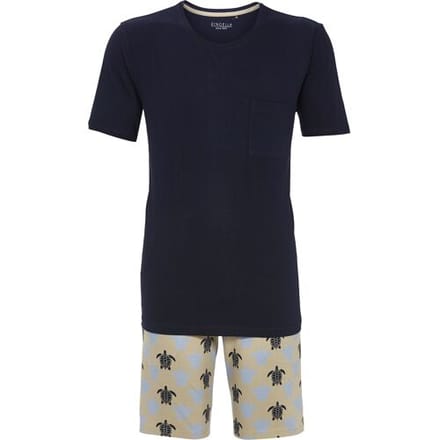 Ringella Katoenen heren schildpad shortama Blauw man 48