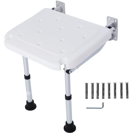 Chaise de douche pliante, tabouret de salle de bain mural, banc de douche antidérapant pour personnes âgées et enceintes white