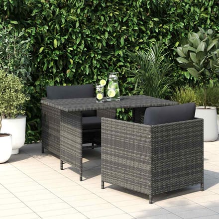 vidaXL - Tuintafel - 110x70x65 - cm - poly - rattan - grijs