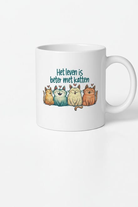 Het Leven is Beter met Katten" Mok - Keramische Koffiemok met Katten Design
