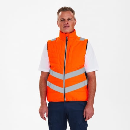 Engel Safety gewatteerd bodywarmer 5159-158 - Hi-vis Orange / Blue Ink - M