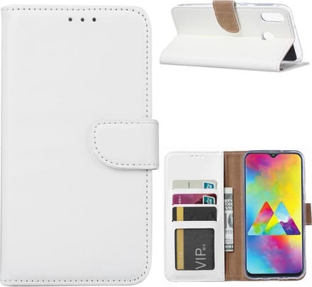Bookcase Geschikt voor: Samsung Galaxy M20 Power - Bookcase Wit - portemonnee hoesje
