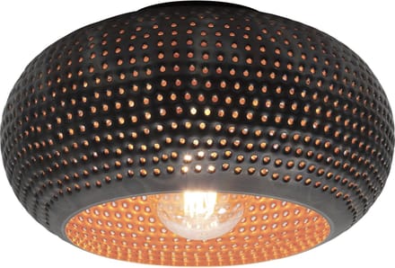 Plafondlamp Disk Punch Zwart Bruin 35cm Ø E27