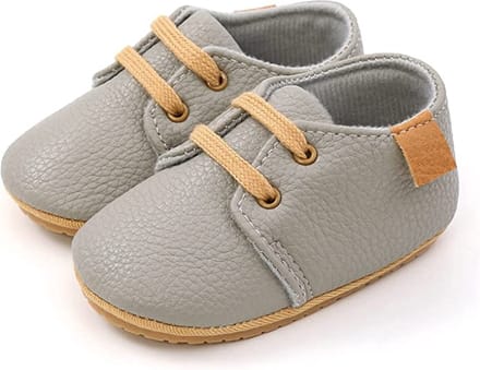 Steppies - Babyschoentjes PU Leer met Veters - Grijs - Maat 17-18