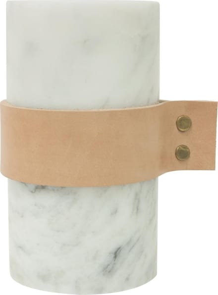 TAK Design Vaas Carlo S2 - Incl. Lederen Band - Marmer - 8,5 x 15,5 cm - Wit