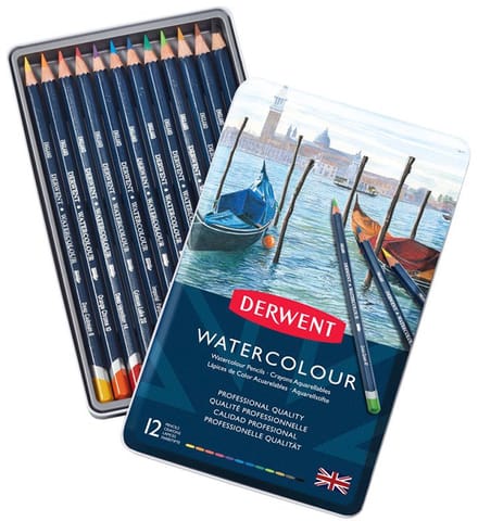 Derwent Watercolour potloden assorti in blik 12 stuks