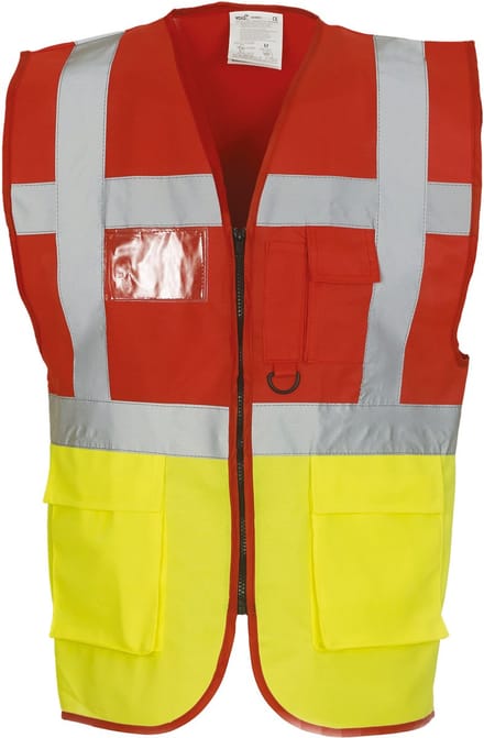 Yoko Signalisatie multifunctioneel executive vest YHVW801 - Red / Hi Vis Yellow - M