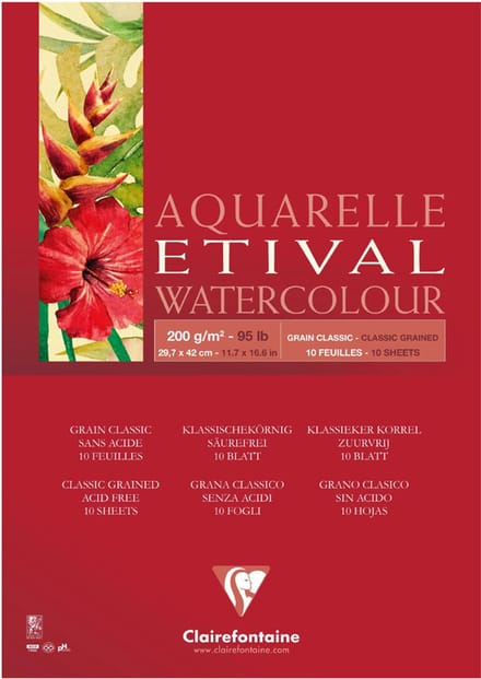 Aquarelblok Etival Klassieke Korrel 200g 10 Blad A4 Spiraal