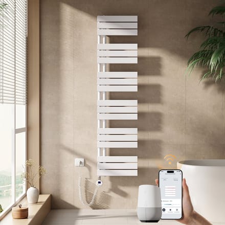 EMKE Elektrische Handdoekradiator - Slimme Bediening - APP Week Timer - 160x40cm - 800W - Glans Wit