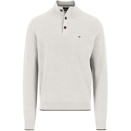Fynch-Hatton Trui Troyer Button Allover Texture Winter White / male