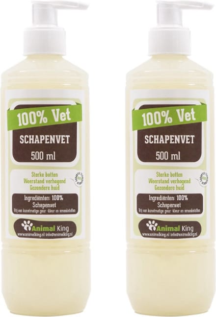 Animalking Schapenvet vloeibaar voor Hond en Kat - 2 x 500ml