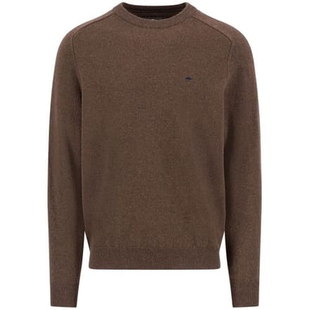 Fynch-Hatton Trui Supersoft Lambswool O-Neck Dark Chocolate / male