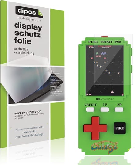 dipos – 2x Matte Beschermfolie geschikt voor MyArcade Pixel Pocket Pro Galaga | Krasbestendige & antireflecterende Screenprotector Ultra-Thin
