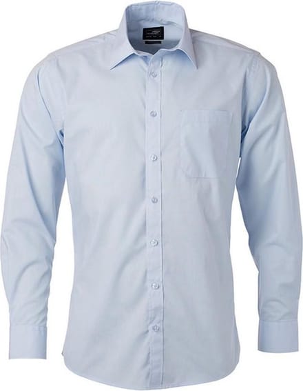 James and Nicholson Heren Longsleeve Poplin Shirt (Lichtblauw)